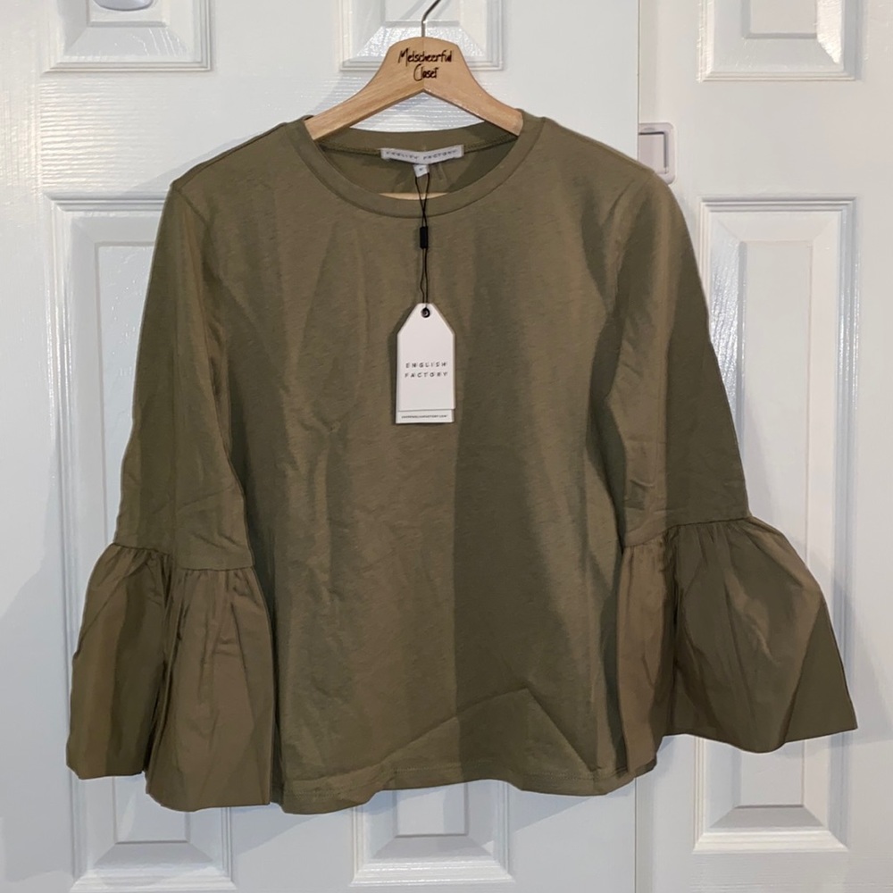 English Factory Olive Green Blouse size small NEW with tags